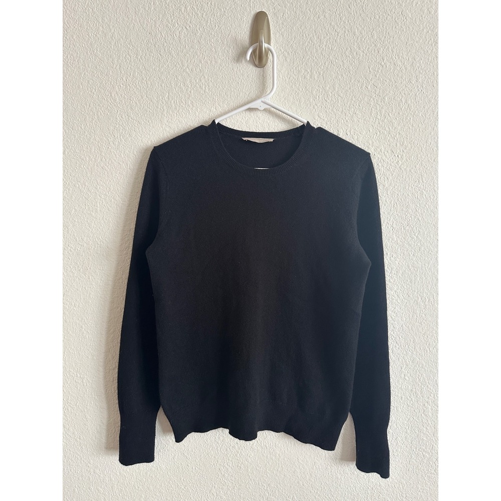 Everlane Cashmere Crew Sweated Black Ribbed Long Sleeve Capsule Minimalist S
